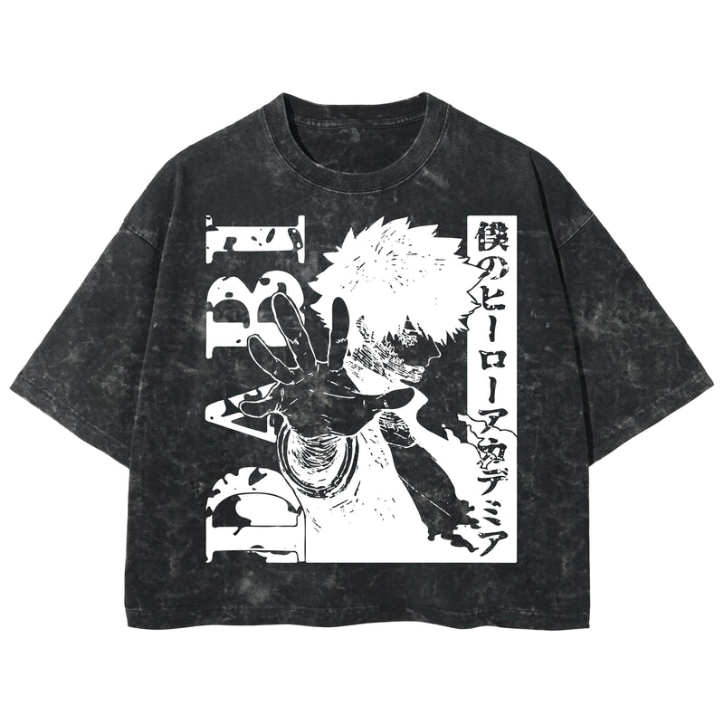 Playera streetwear premium de anime y gaming ExtraLife MX, corte boxy deluxe mineral wash heavyweight en color Acid Wash, moda urbana mexicana de culto.