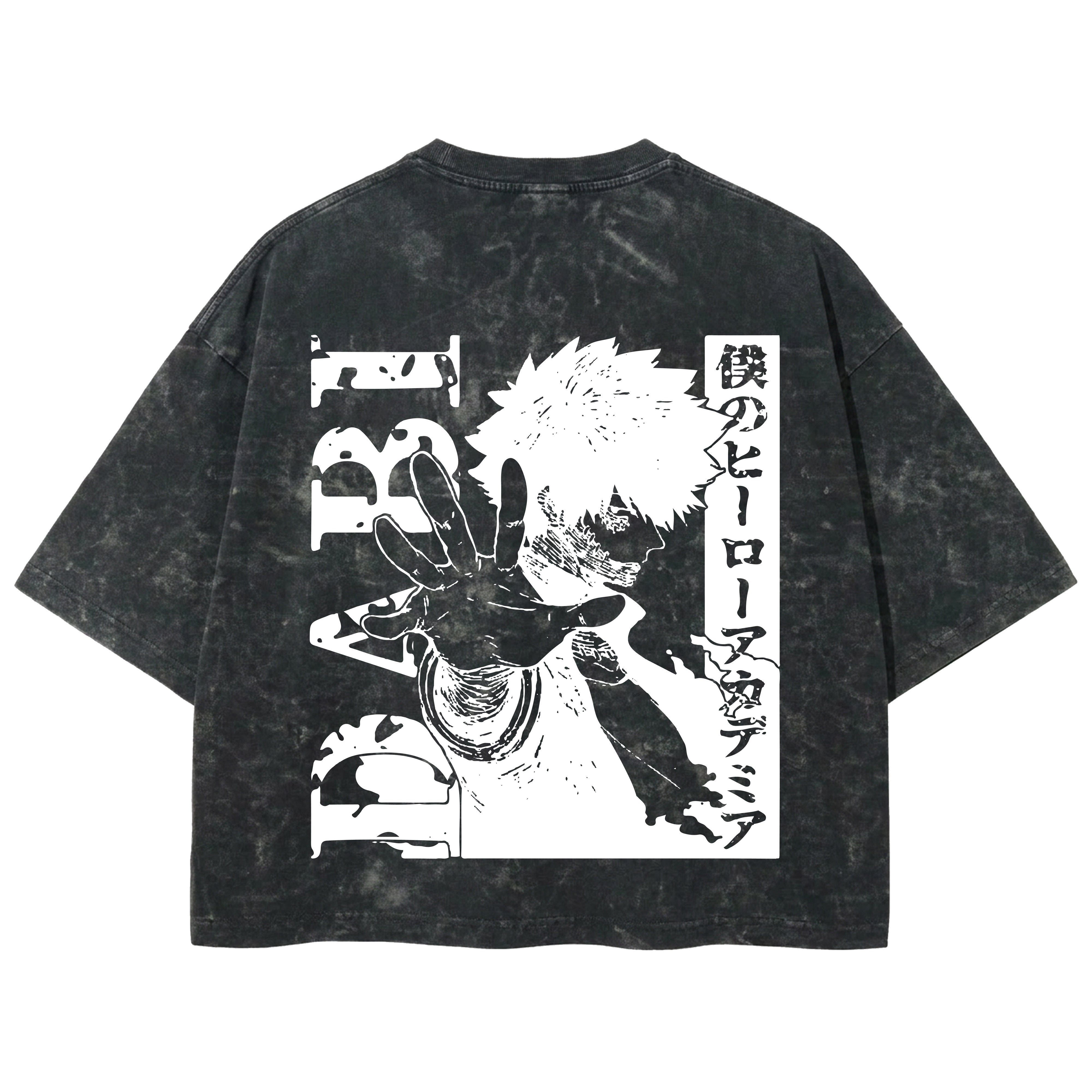 Playera streetwear premium de anime y gaming ExtraLife MX, corte boxy deluxe mineral wash heavyweight en color Acid Wash, moda urbana mexicana de culto.
