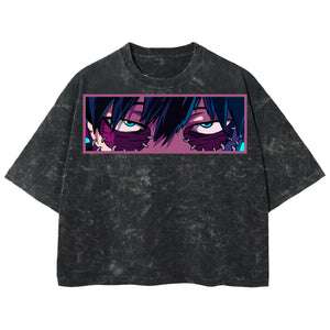 Playera streetwear premium de anime y gaming ExtraLife MX, corte boxy deluxe mineral wash heavyweight en color Acid Wash, moda urbana mexicana de culto.