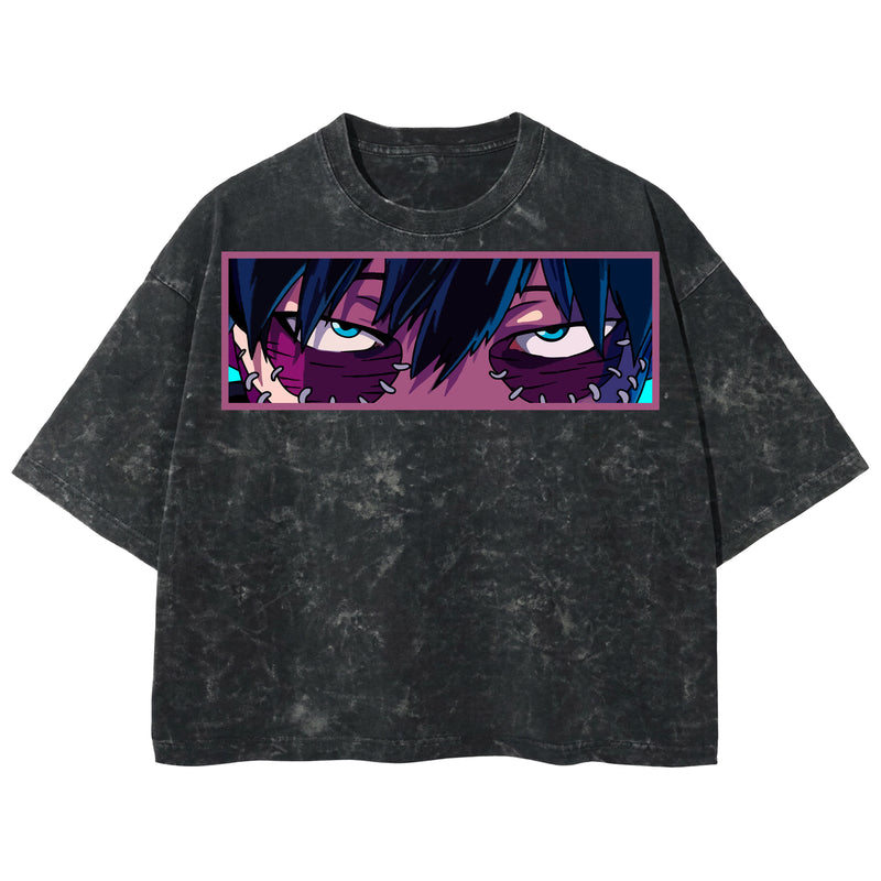 Playera streetwear premium de anime y gaming ExtraLife MX, corte boxy deluxe mineral wash heavyweight en color Acid Wash, moda urbana mexicana de culto.