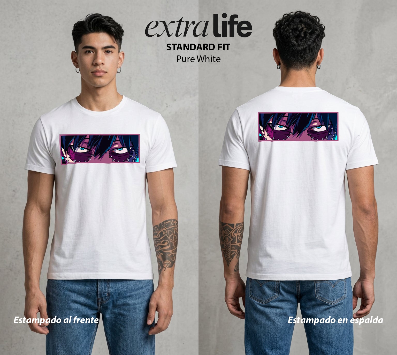 La Academia de Heroes | El Fuego del Clan #02488 - Playera Standard Fit | Pure White - Foto en modelo