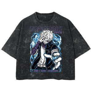 Playera streetwear premium de anime y gaming ExtraLife MX, corte boxy deluxe mineral wash heavyweight en color Acid Wash, moda urbana mexicana de culto.