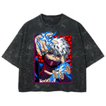 Playera streetwear premium de anime y gaming ExtraLife MX, corte boxy deluxe mineral wash heavyweight en color Acid Wash, moda urbana mexicana de culto.