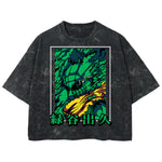 Playera streetwear premium de anime y gaming ExtraLife MX, corte boxy deluxe mineral wash heavyweight en color Acid Wash, moda urbana mexicana de culto.
