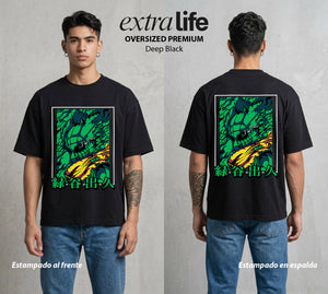 La Academia de Heroes | El Heredero del Simbolo #02491 - Playera Oversized Premium | Deep Black - Foto en modelo
