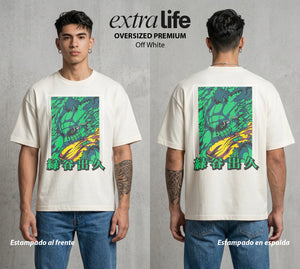 La Academia de Heroes | El Heredero del Simbolo #02491 - Playera Oversized Premium | Off White - Foto en modelo