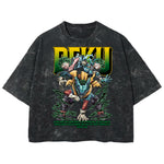 Playera streetwear premium de anime y gaming ExtraLife MX, corte boxy deluxe mineral wash heavyweight en color Acid Wash, moda urbana mexicana de culto.