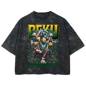 Playera streetwear premium de anime y gaming ExtraLife MX, corte boxy deluxe mineral wash heavyweight en color Acid Wash, moda urbana mexicana de culto.