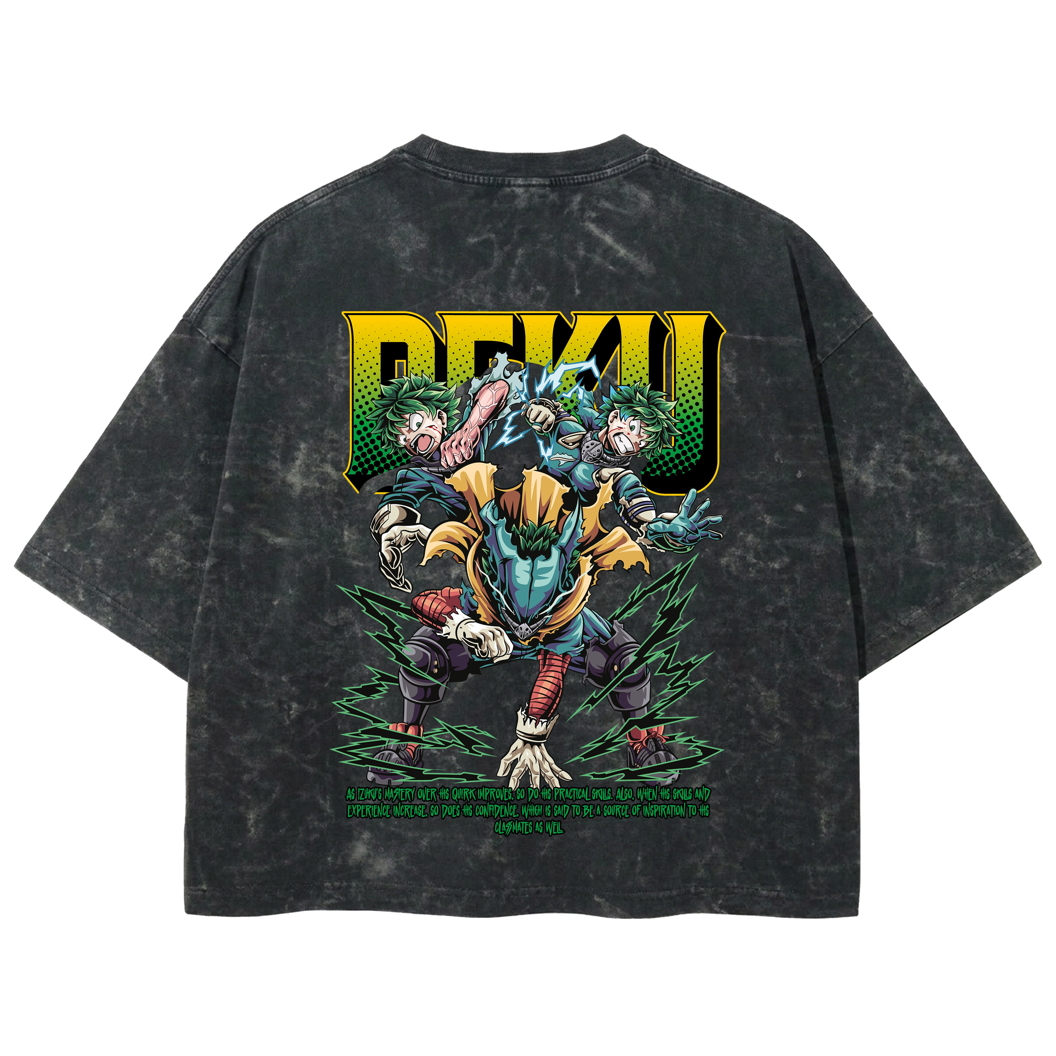 Playera streetwear premium de anime y gaming ExtraLife MX, corte boxy deluxe mineral wash heavyweight en color Acid Wash, moda urbana mexicana de culto.