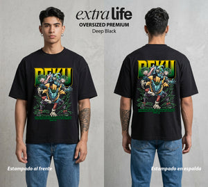 La Academia de Heroes | El Heredero del Simbolo #02492 - Playera Oversized Premium | Deep Black - Foto en modelo