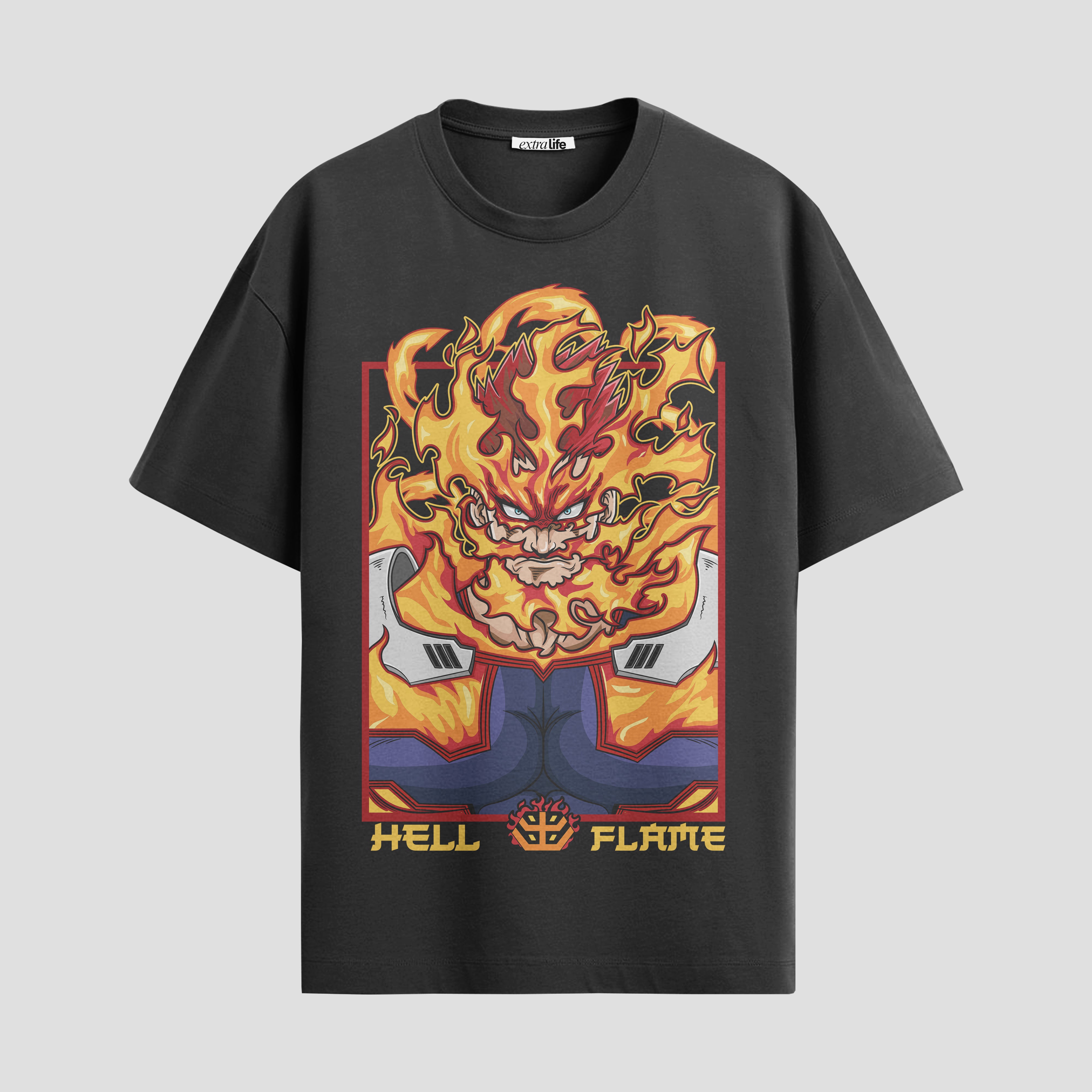 Playera urbana de anime y gaming ExtraLife MX, corte Standard Fit unisex ligero y transpirable en color Deep Black y Pure White, ropa de uso diario para gym y casual.