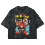 Playera streetwear premium de anime y gaming ExtraLife MX, corte boxy deluxe mineral wash heavyweight en color Acid Wash, moda urbana mexicana de culto.