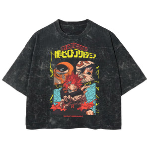 Playera streetwear premium de anime y gaming ExtraLife MX, corte boxy deluxe mineral wash heavyweight en color Acid Wash, moda urbana mexicana de culto.