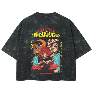 Playera streetwear premium de anime y gaming ExtraLife MX, corte boxy deluxe mineral wash heavyweight en color Acid Wash, moda urbana mexicana de culto.