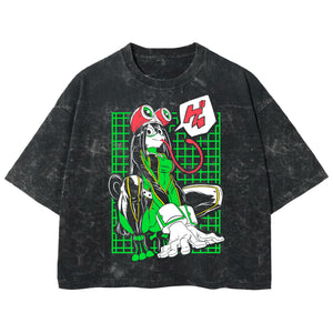 Playera streetwear premium de anime y gaming ExtraLife MX, corte boxy deluxe mineral wash heavyweight en color Acid Wash, moda urbana mexicana de culto.
