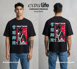 La Academia de Heroes | El Ave del Poder #02498 - Playera Oversized Premium | Deep Black - Foto en modelo