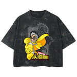 Playera streetwear premium de anime y gaming ExtraLife MX, corte boxy deluxe mineral wash heavyweight en color Acid Wash, moda urbana mexicana de culto.