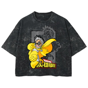 Playera streetwear premium de anime y gaming ExtraLife MX, corte boxy deluxe mineral wash heavyweight en color Acid Wash, moda urbana mexicana de culto.