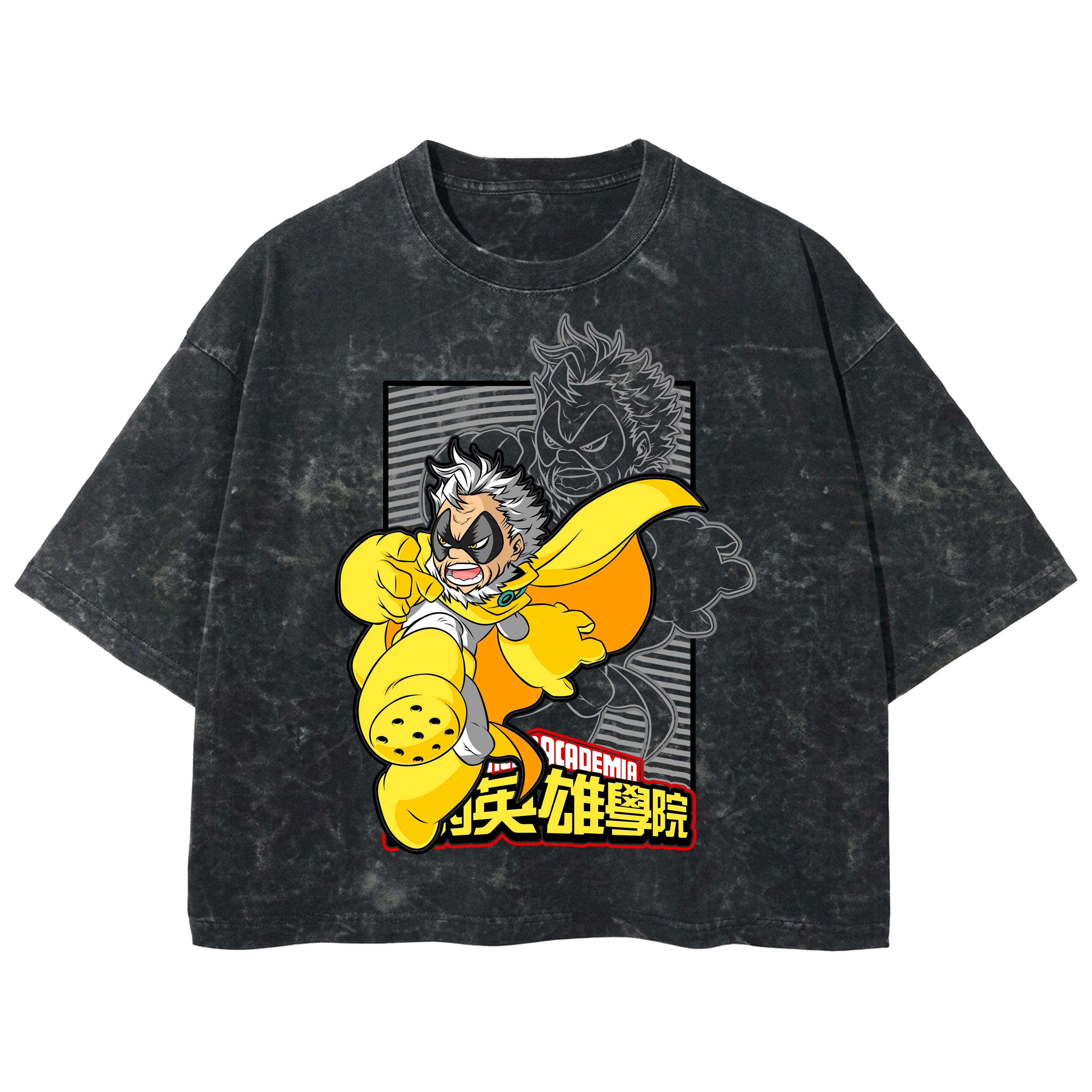 Playera streetwear premium de anime y gaming ExtraLife MX, corte boxy deluxe mineral wash heavyweight en color Acid Wash, moda urbana mexicana de culto.