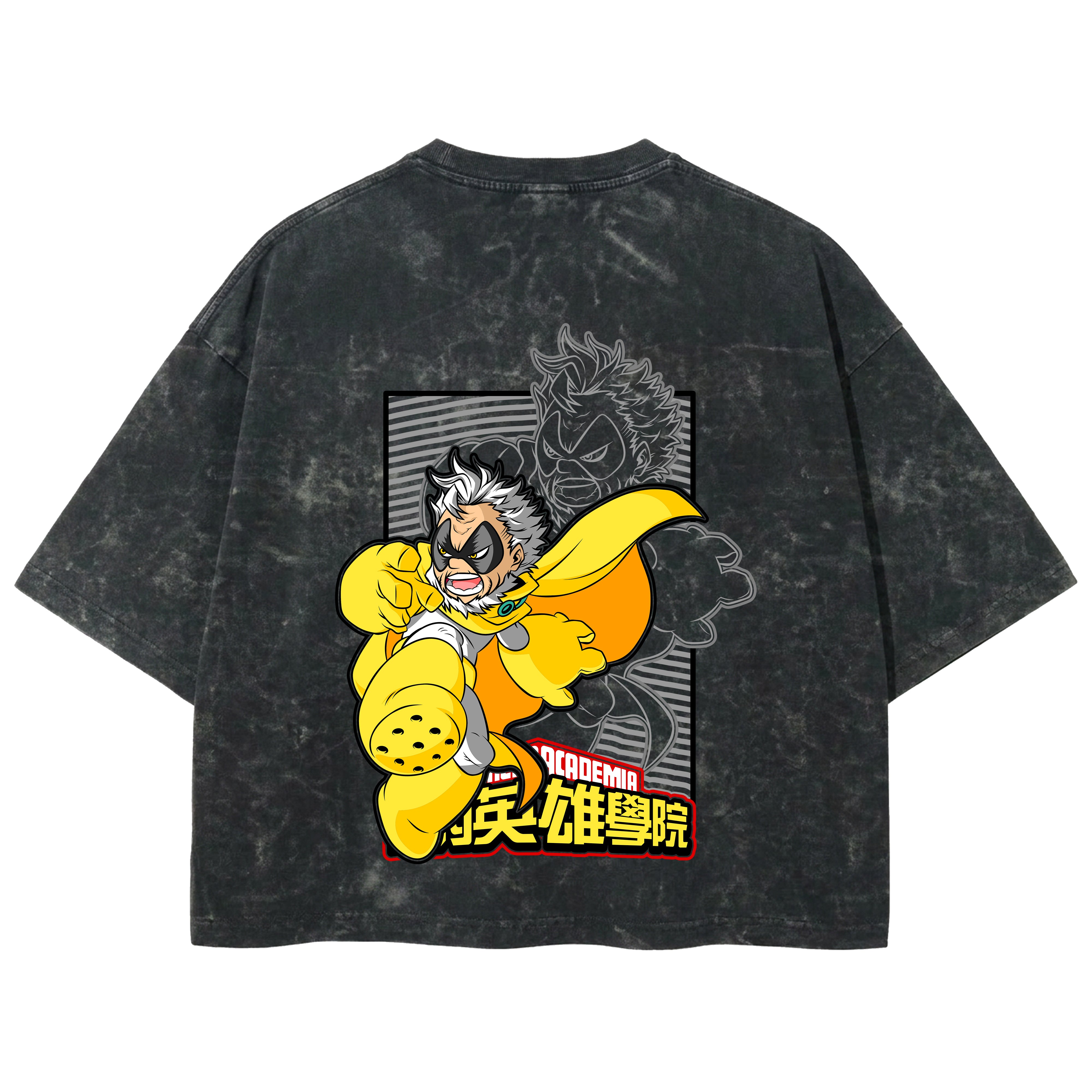 Playera streetwear premium de anime y gaming ExtraLife MX, corte boxy deluxe mineral wash heavyweight en color Acid Wash, moda urbana mexicana de culto.