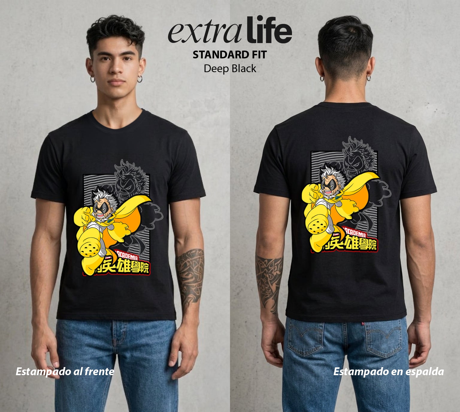 La Academia de Heroes | El Maestro Original #02499 - Playera Standard Fit | Deep Black - Foto en modelo
