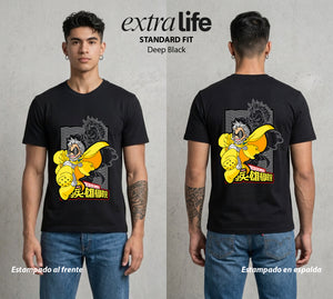 La Academia de Heroes | El Maestro Original #02499 - Playera Standard Fit | Deep Black - Foto en modelo