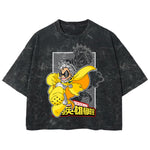 Playera streetwear premium de anime y gaming ExtraLife MX, corte boxy deluxe mineral wash heavyweight en color Acid Wash, moda urbana mexicana de culto.