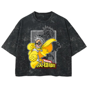 Playera streetwear premium de anime y gaming ExtraLife MX, corte boxy deluxe mineral wash heavyweight en color Acid Wash, moda urbana mexicana de culto.