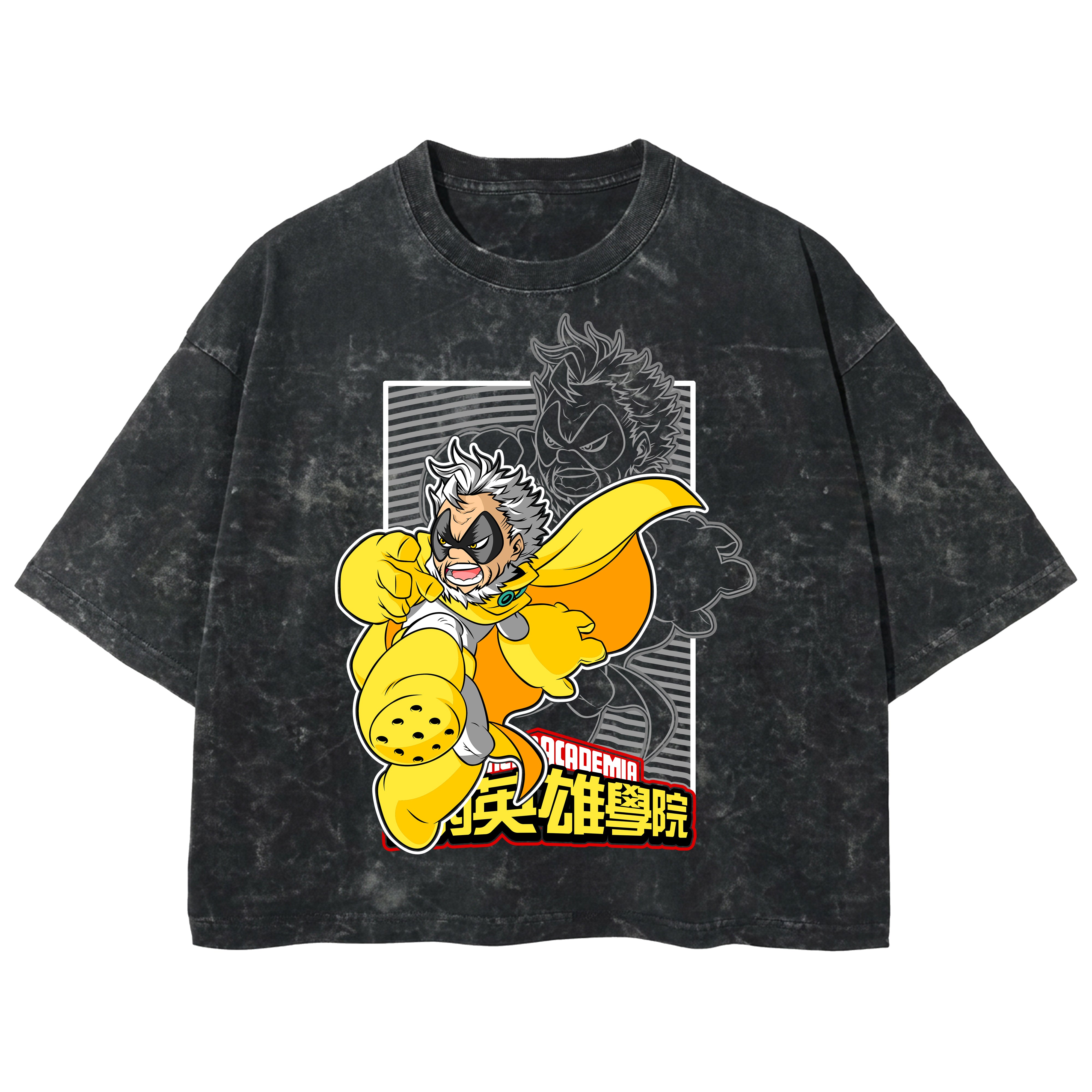 Playera streetwear premium de anime y gaming ExtraLife MX, corte boxy deluxe mineral wash heavyweight en color Acid Wash, moda urbana mexicana de culto.