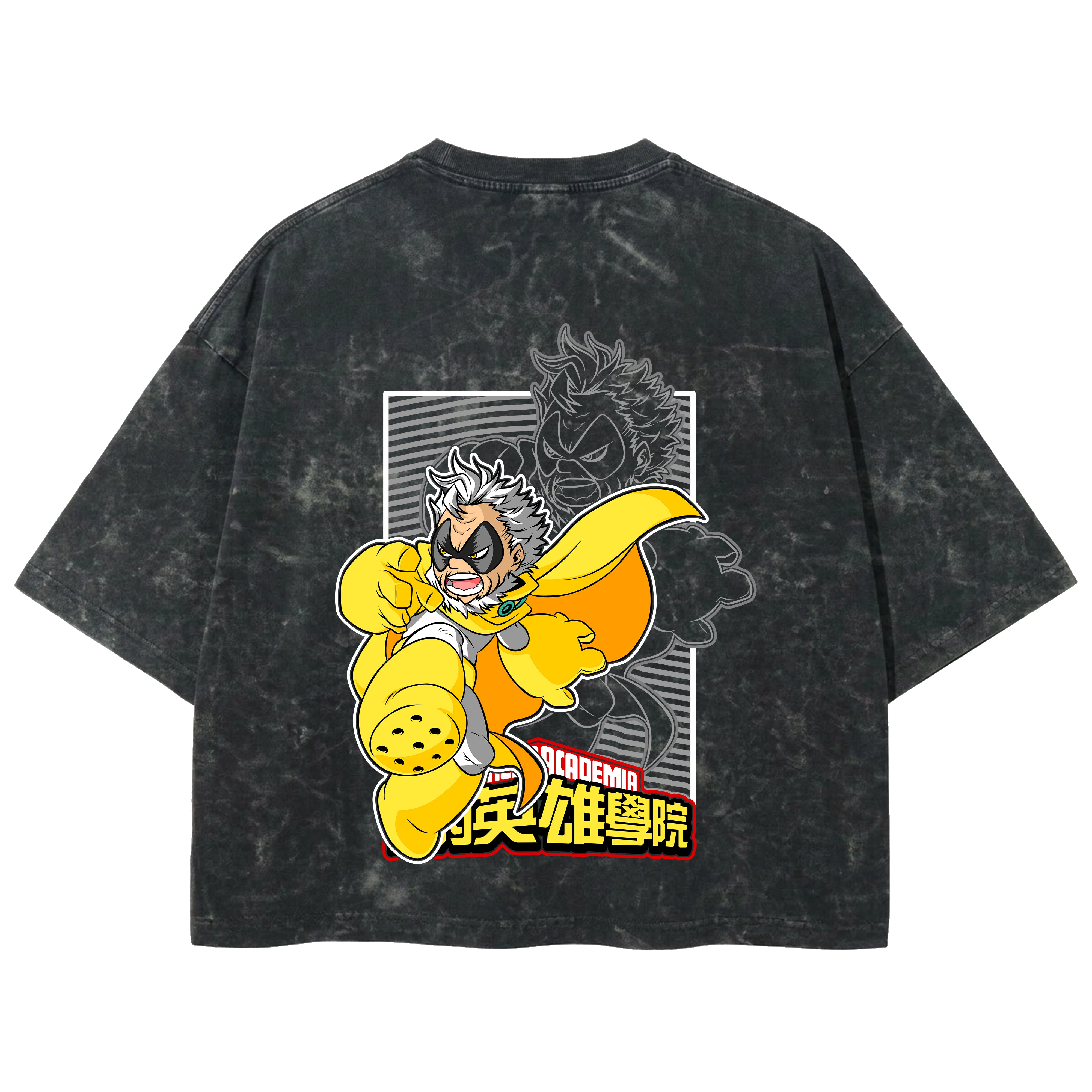 Playera streetwear premium de anime y gaming ExtraLife MX, corte boxy deluxe mineral wash heavyweight en color Acid Wash, moda urbana mexicana de culto.