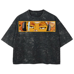 Playera streetwear premium de anime y gaming ExtraLife MX, corte boxy deluxe mineral wash heavyweight en color Acid Wash, moda urbana mexicana de culto.