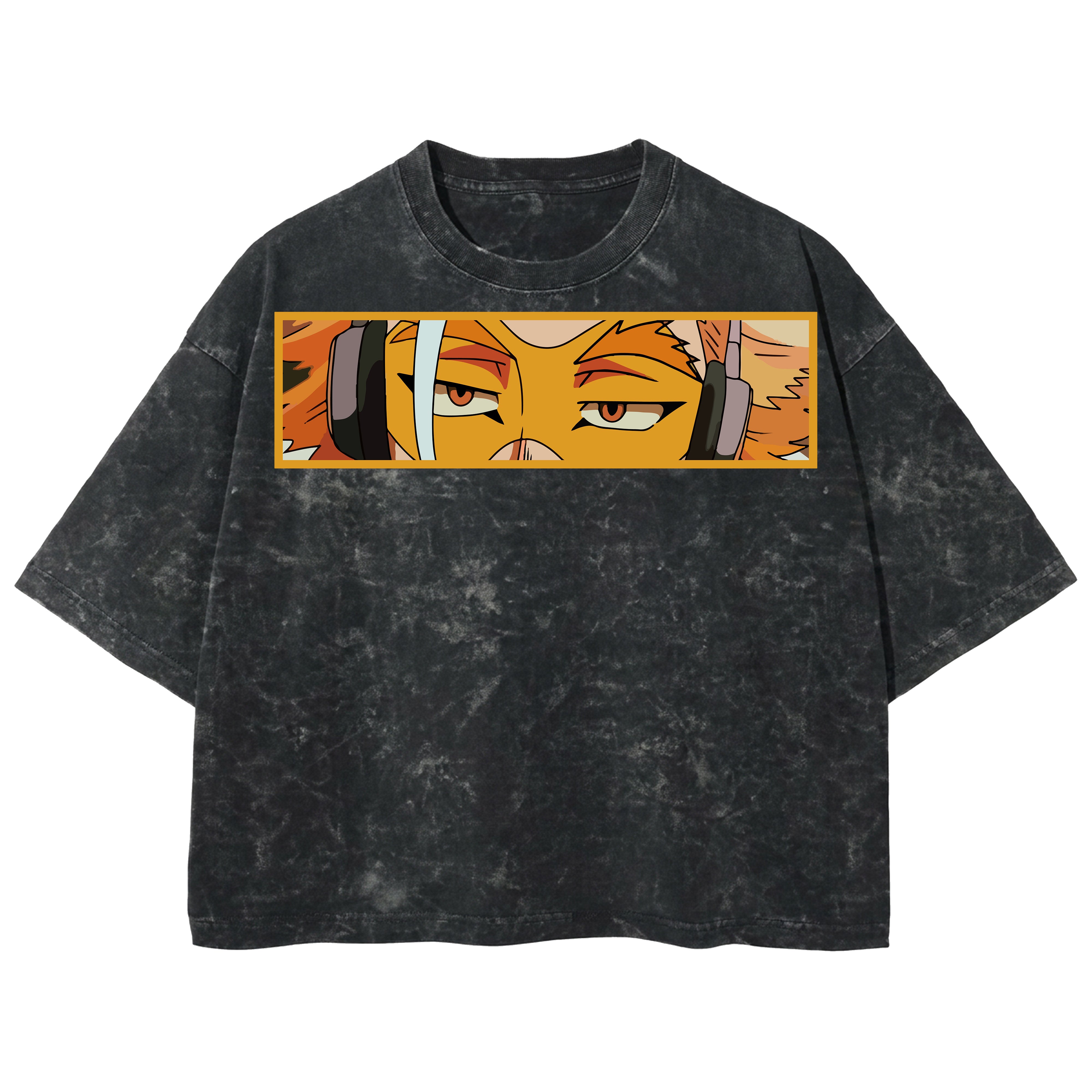 Playera streetwear premium de anime y gaming ExtraLife MX, corte boxy deluxe mineral wash heavyweight en color Acid Wash, moda urbana mexicana de culto.