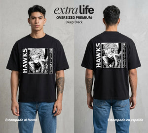 La Academia de Heroes | El Heroe Espia #02503 - Playera Oversized Premium | Deep Black - Foto en modelo