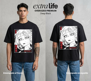 La Academia de Heroes | Amor y Sangre #02504 - Playera Oversized Premium | Deep Black - Foto en modelo