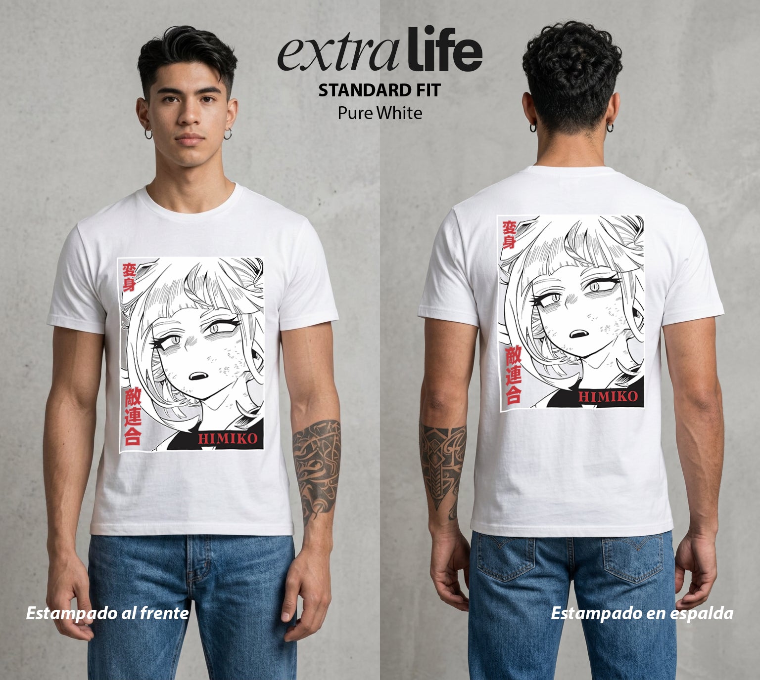 La Academia de Heroes | Amor y Sangre #02504 - Playera Standard Fit | Pure White - Foto en modelo