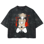 Playera streetwear premium de anime y gaming ExtraLife MX, corte boxy deluxe mineral wash heavyweight en color Acid Wash, moda urbana mexicana de culto.