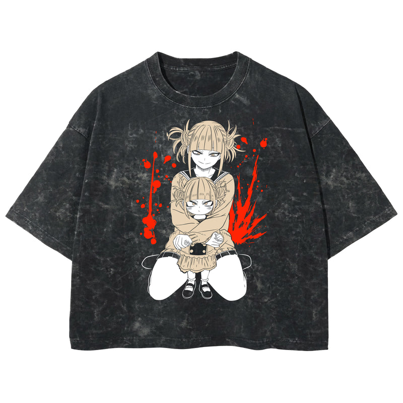 Playera streetwear premium de anime y gaming ExtraLife MX, corte boxy deluxe mineral wash heavyweight en color Acid Wash, moda urbana mexicana de culto.