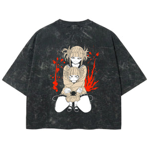 Playera streetwear premium de anime y gaming ExtraLife MX, corte boxy deluxe mineral wash heavyweight en color Acid Wash, moda urbana mexicana de culto.