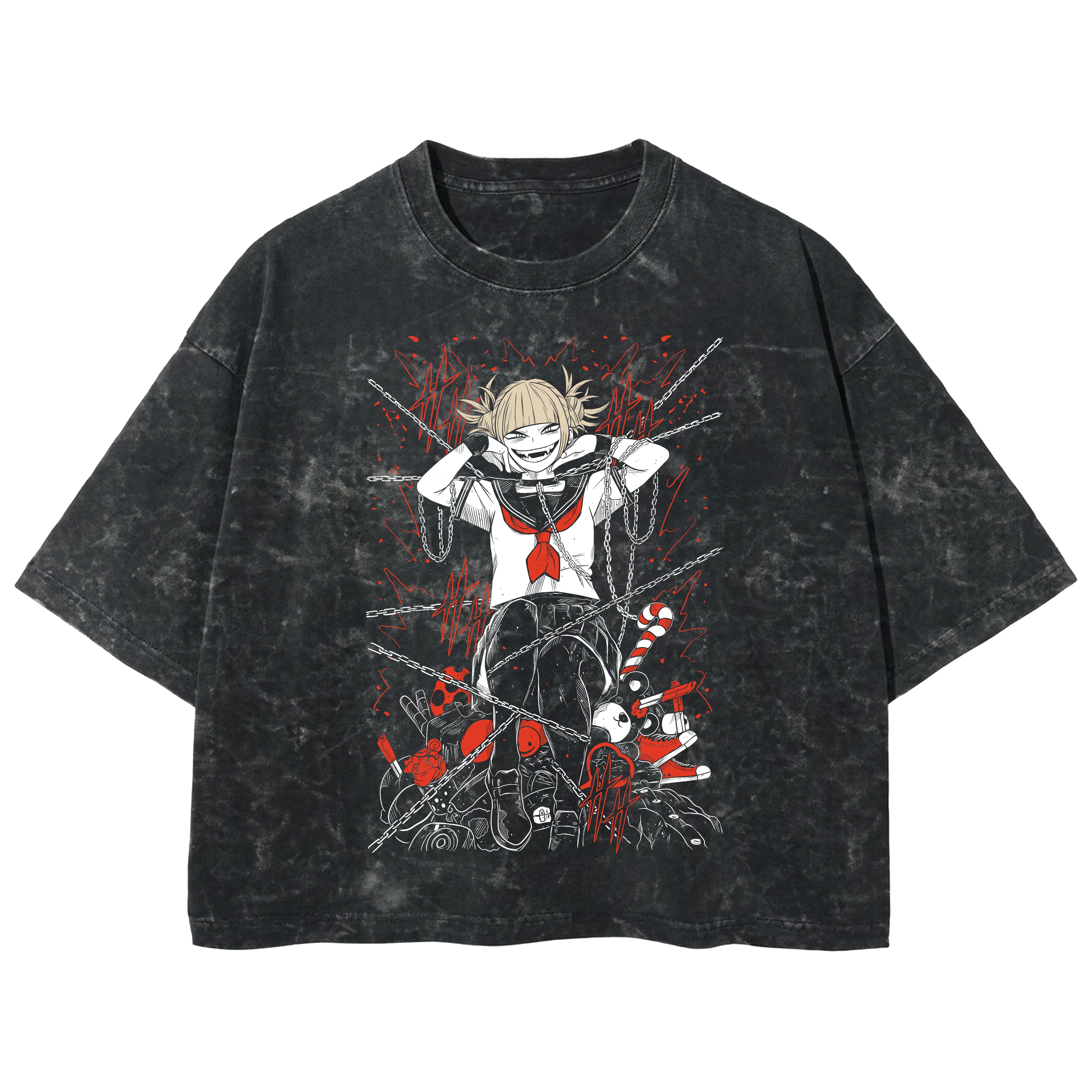 Playera streetwear premium de anime y gaming ExtraLife MX, corte boxy deluxe mineral wash heavyweight en color Acid Wash, moda urbana mexicana de culto.
