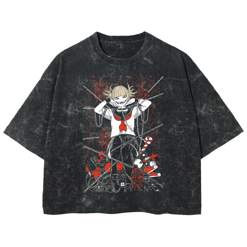Playera streetwear premium de anime y gaming ExtraLife MX, corte boxy deluxe mineral wash heavyweight en color Acid Wash, moda urbana mexicana de culto.