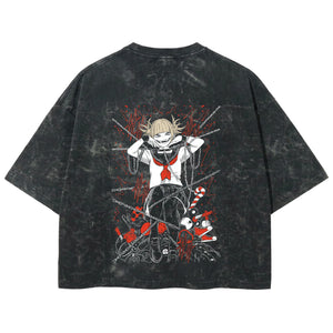 Playera streetwear premium de anime y gaming ExtraLife MX, corte boxy deluxe mineral wash heavyweight en color Acid Wash, moda urbana mexicana de culto.