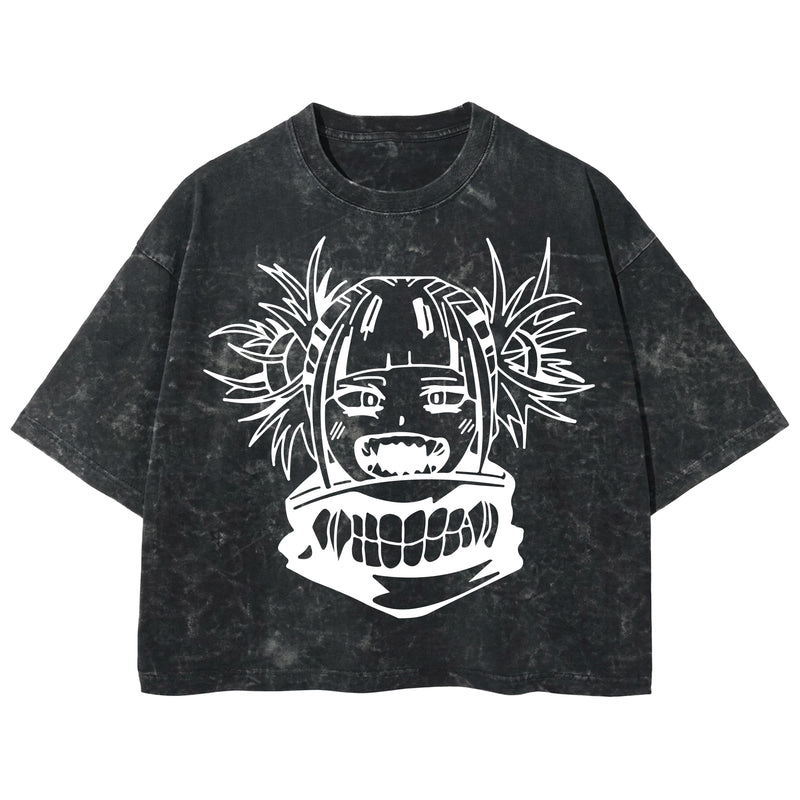 Playera streetwear premium de anime y gaming ExtraLife MX, corte boxy deluxe mineral wash heavyweight en color Acid Wash, moda urbana mexicana de culto.