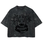 Playera streetwear premium de anime y gaming ExtraLife MX, corte boxy deluxe mineral wash heavyweight en color Acid Wash, moda urbana mexicana de culto.