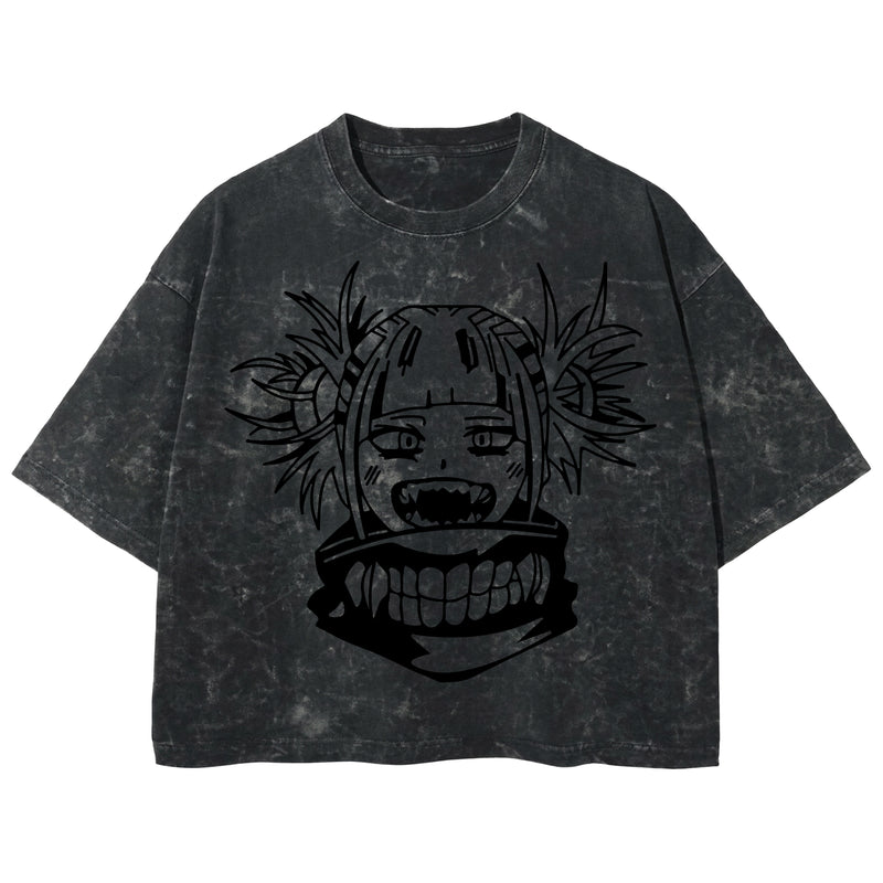 Playera streetwear premium de anime y gaming ExtraLife MX, corte boxy deluxe mineral wash heavyweight en color Acid Wash, moda urbana mexicana de culto.