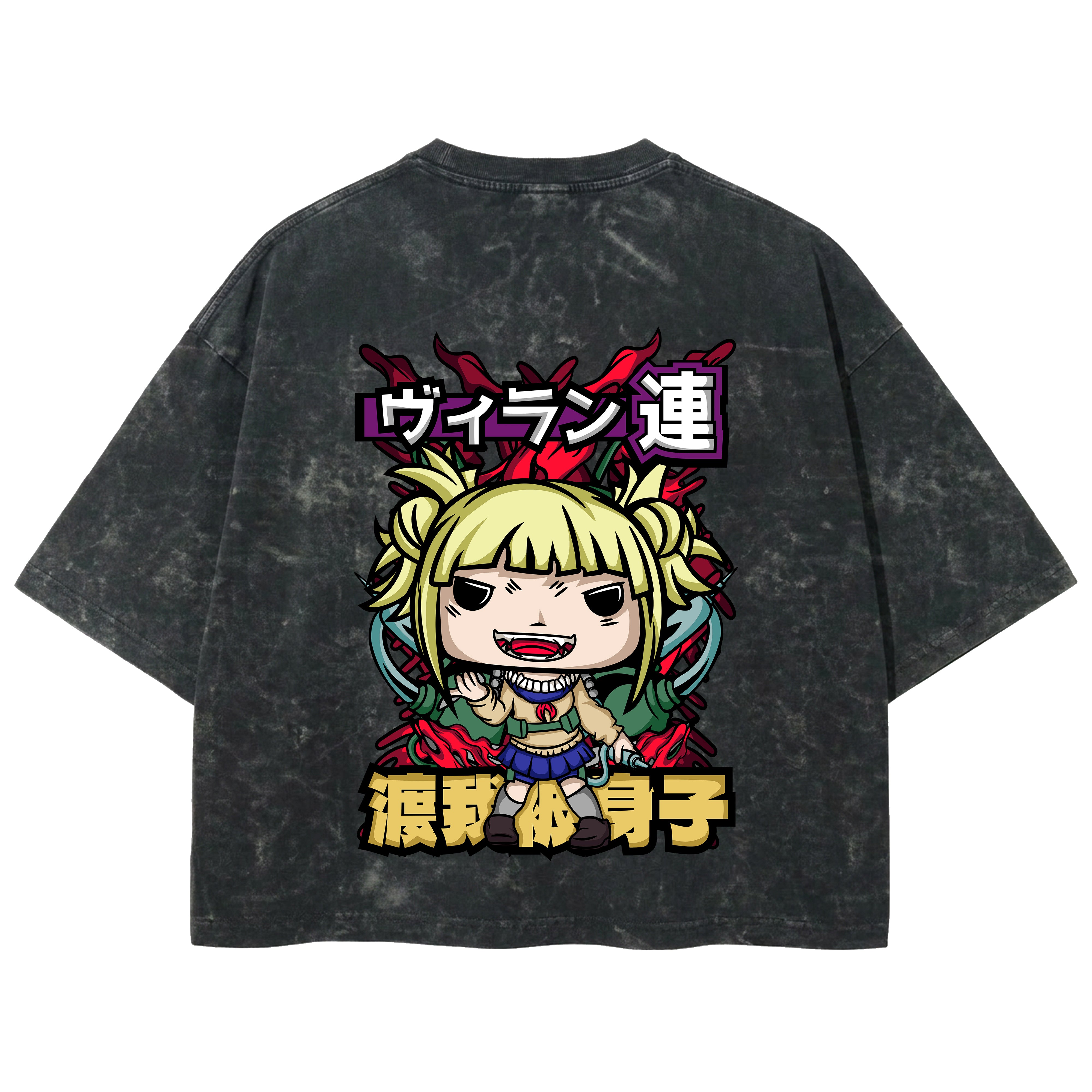 Playera streetwear premium de anime y gaming ExtraLife MX, corte boxy deluxe mineral wash heavyweight en color Acid Wash, moda urbana mexicana de culto.