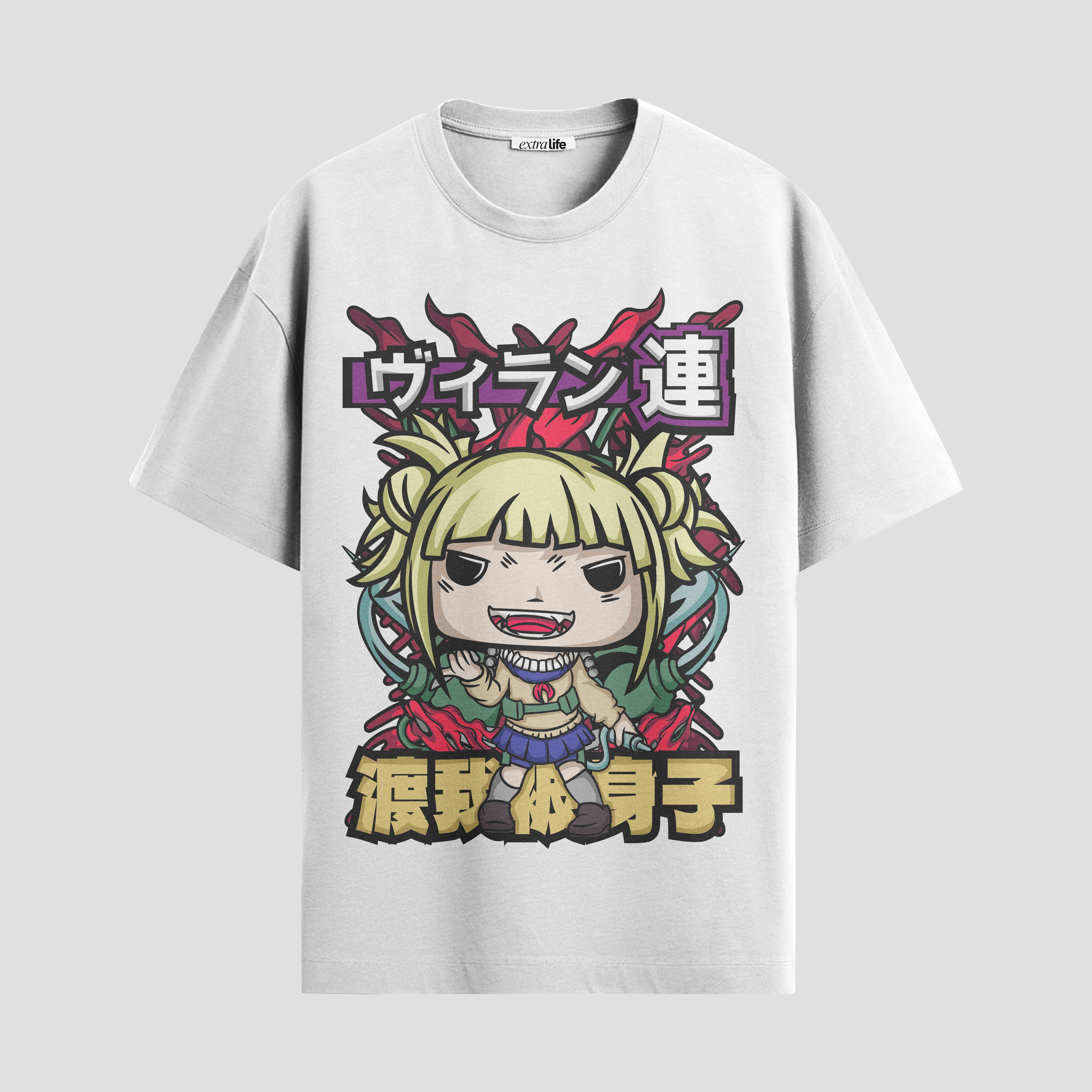 Playera urbana de anime y gaming ExtraLife MX, corte Standard Fit unisex ligero y transpirable en color Deep Black y Pure White, ropa de uso diario para gym y casual.