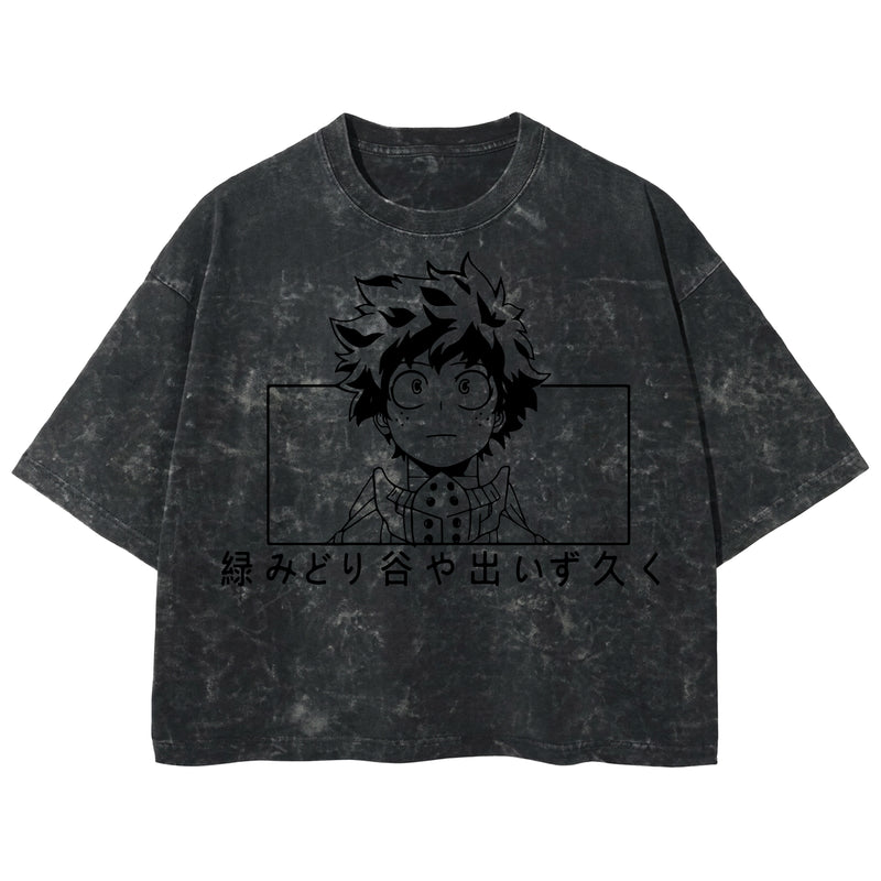 Playera streetwear premium de anime y gaming ExtraLife MX, corte boxy deluxe mineral wash heavyweight en color Acid Wash, moda urbana mexicana de culto.