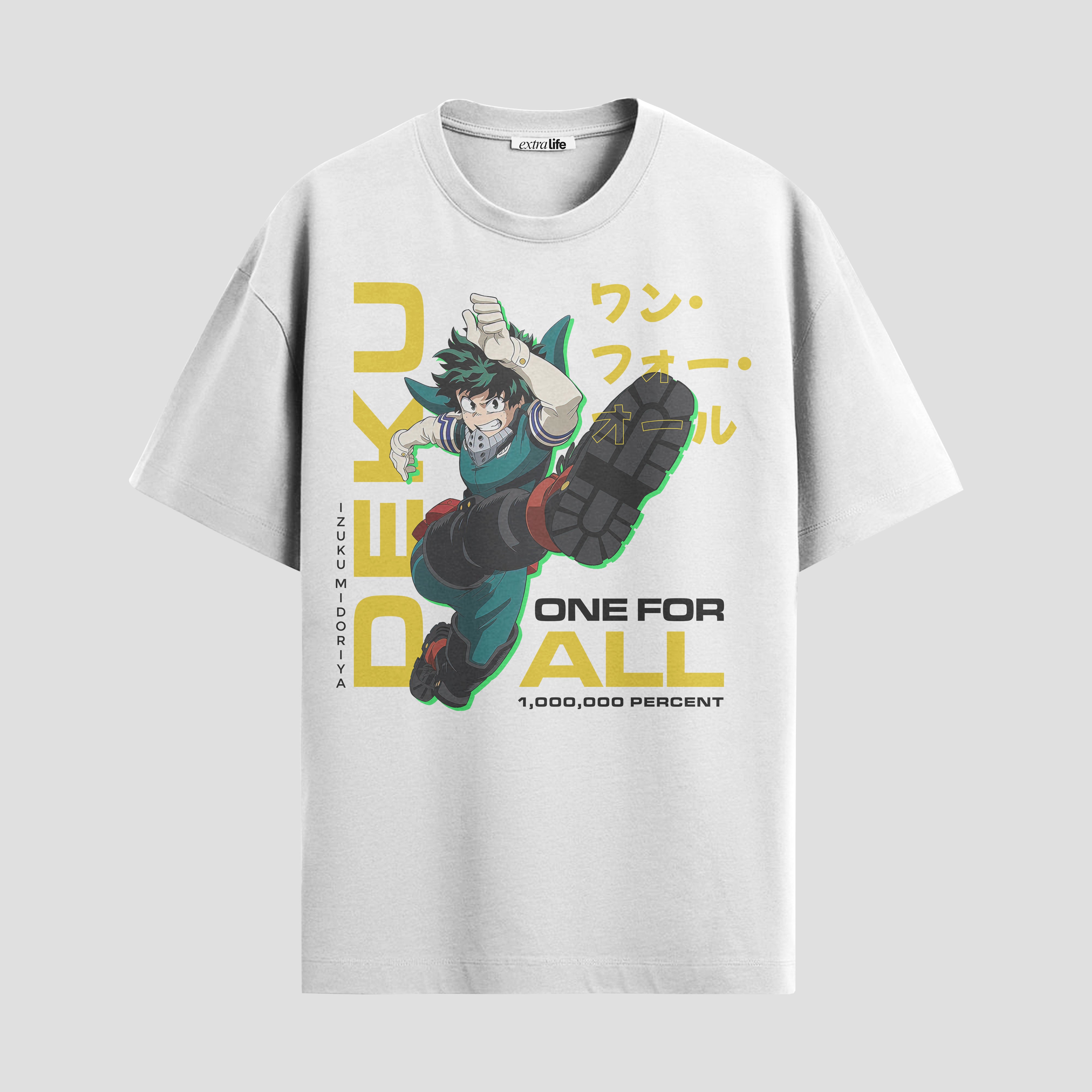 Playera urbana de anime y gaming ExtraLife MX, corte Standard Fit unisex ligero y transpirable en color Deep Black y Pure White, ropa de uso diario para gym y casual.