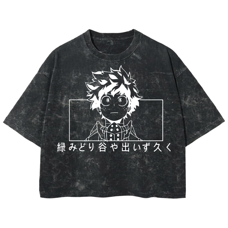 Playera streetwear premium de anime y gaming ExtraLife MX, corte boxy deluxe mineral wash heavyweight en color Acid Wash, moda urbana mexicana de culto.