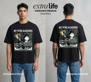 La Academia de Heroes | El Corazon del Plus Ultra #02518 - Playera Oversized Premium | Deep Black - Foto en modelo